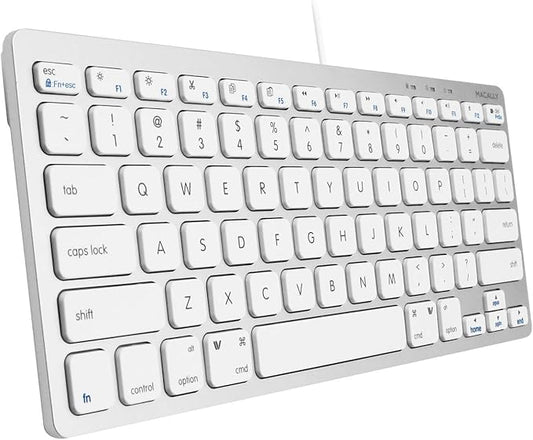Macally Small Wired Keyboard for Mac and Windows - 78 Scissor Switch Keys Compatible Apple Keyboard for MacBook Pro/Air, iMac, Mac mini/Pro - Plug and Play USB That Saves Space and Looks Great