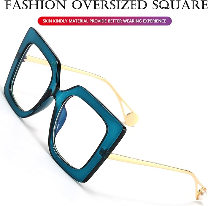 AIEYEZO Oversized Blue Light Glasses for Women, Anti Fatigue Prevent Headache Computer Eyeglasses