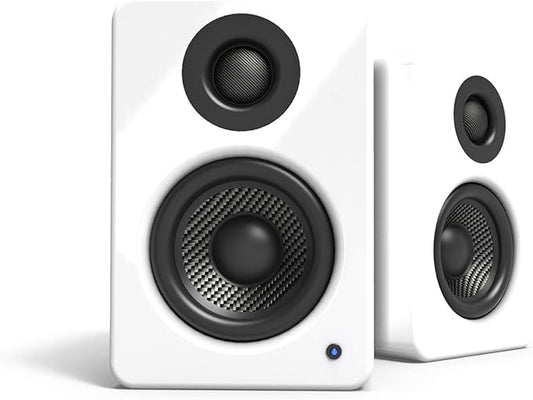 Kanto YU2GW PC Gaming Desktop Speakers | 3" Composite Drivers | 3/4" Silk Dome Tweeter | Class D Amplifier | 100 Watts | Built-in USB DAC | Subwoofer Output | Pair | Gloss White