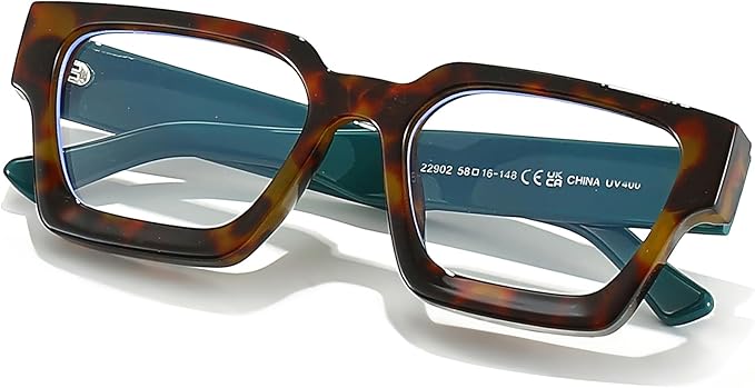 AIEYEZO Square Thick Frame Glasses for Women Men Fashion Blue Light Glasses Trendy Chic Computer Eyeglasses