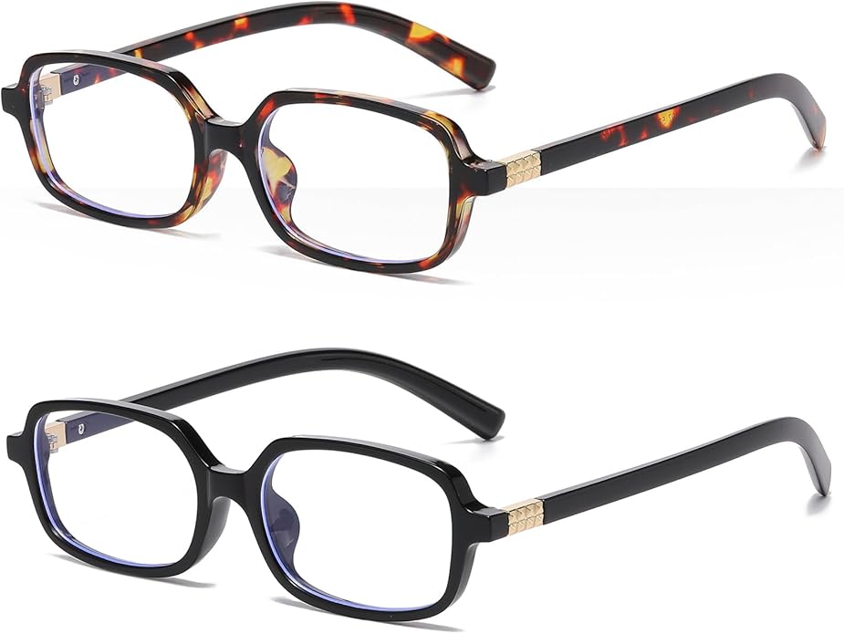 Retro Rectangle Glasses for Women Men Small Square Blue Light Blocking Glasses Vintage Eyeglasses