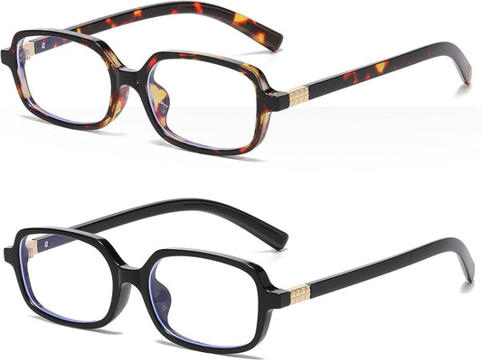 Retro Rectangle Glasses for Women Men Small Square Blue Light Blocking Glasses Vintage Eyeglasses
