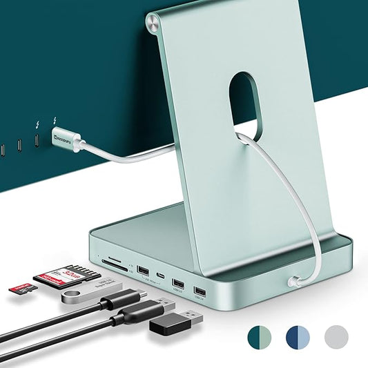 USB C Hub for iMac 24 inch 2021/2023/2024, Minisopuru iMac Hub Support M.2 NVMe SSD, iMac Accessories for iMac M1/M3/M4, iMac Adapter with USB A/C 10Gbps, SD/TF, M.2 SSD (Not Included), Green