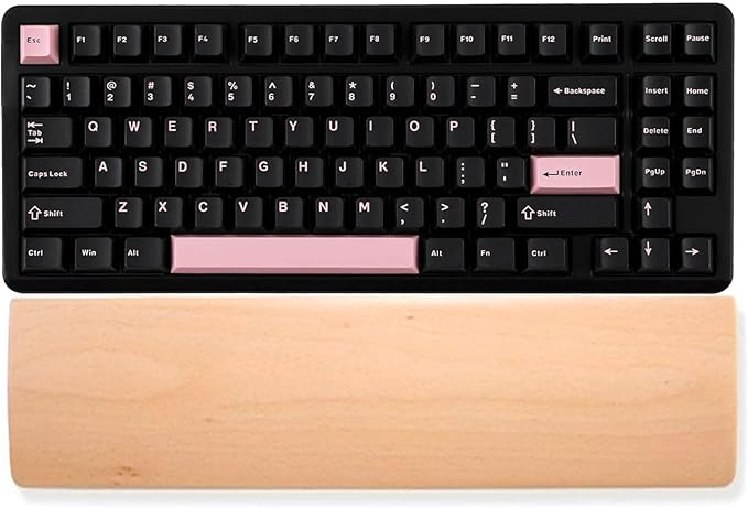 HomeDo Wooden Wrist Rest for Mechanical Keyboards, Support pad for Palm, Ergonomic Rest for Typing and Gaming,Palm Rest,Hand Rest (Beech,11.81”x3.15”(61 Key 60%))