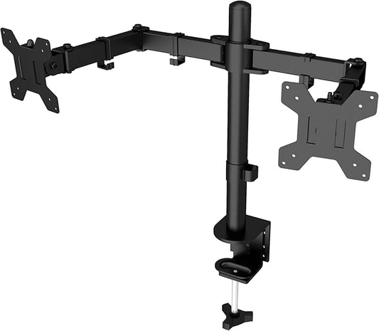 Simple Trending Dual Monitor Stand, Monitor Arm, Heavy Duty Adjustable Monitor Desk Mount for 2 Screens up to 27 Inches, Black
