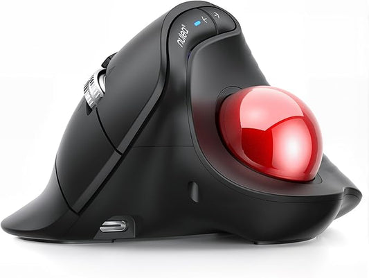 Nulea M514 Vertical Trackball Mouse, Ergonomic Wireless Thumb-Control Mouse with Quiet Clicks, Ultra-Fast Scrolling, 3 Device Connection (Bluetooth & USB Receiver), Rechargeable for PC/Mac/Laptop