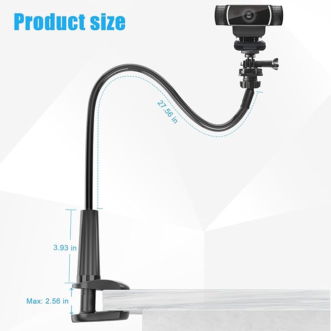 Webcam Stand for Desk, Flexible Gooseneck Webcam Mount Holder Arm with Phone Holder, Web Cam Stand Computer Camera Desk Mount for Logitech C922 C930e C920S C920 C615 C960 C920x BRIO 4K NexiGo N60