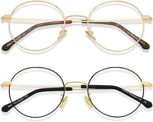 Cyxus Blue Light Glasses for Men and Women, Round Metal Frame Computer Eyeglasses for Office, Gaming, Reading 8090