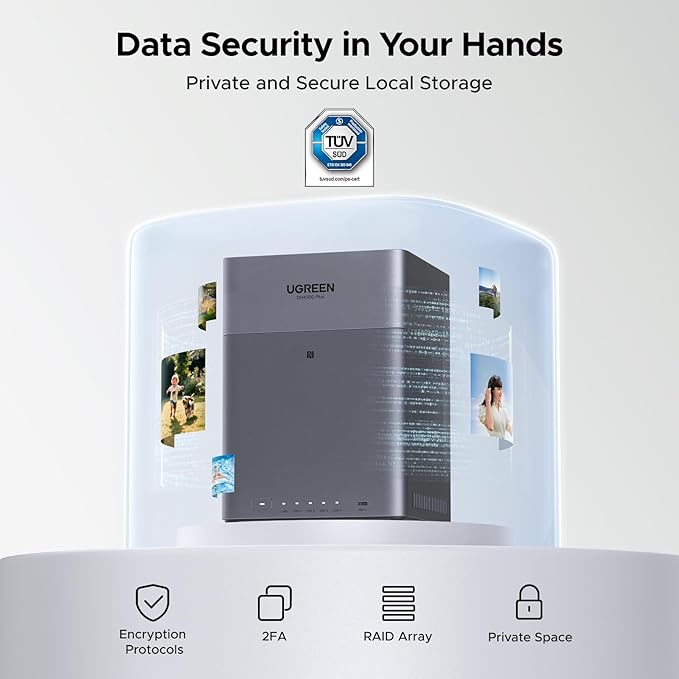 UGREEN NASync DH4300 Plus 4-Bay Desktop NAS, Support Capacity 128TB (Diskless), Remote Access, AI Photo Album, Beginner Friendly, 8GB LPDDR4X RAM, 2.5GbE, 4K HDMI, Network Attached Storage (Diskless)