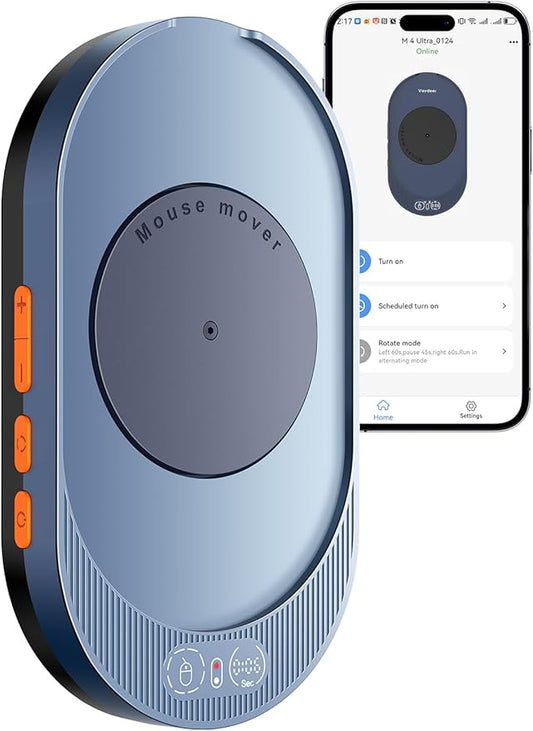 Vaydeer M4 Utra Mouse Mover with APP, Undetectable Mouse Jiggler Device with Remote Control and Timer Function, Driver-Free Shaker Wiggler Mouse Movement Simulation for Computer Awakening-Blue