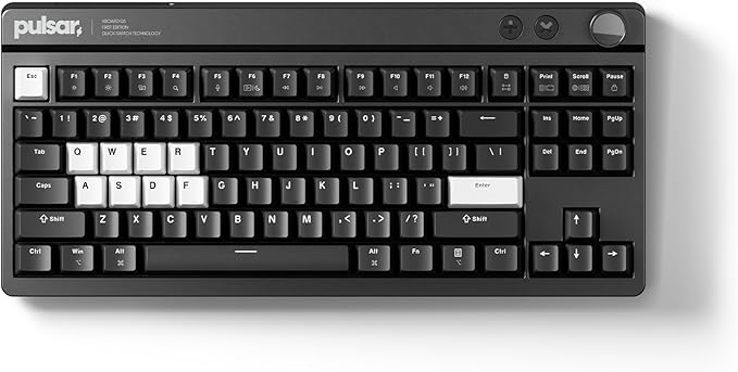 Pulsar XBOARD QS Mechanical Gaming Keyboard – QMK/VIA, Hot Swappable Linear Switch, TKL Layout Gasket Mount, Aluminum Frame, RGB LED Backlit, Knob, Dual PC Quick Switch for Mac/Windows (Black)