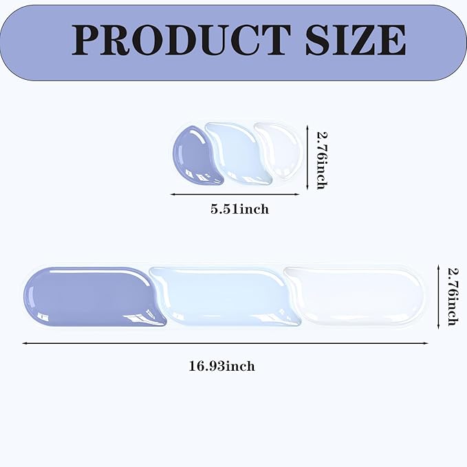 Ergonomic Keyboard Wrist Rest, Gel Wrist Rest for Keyboard and Mouse, Wrist Support and Keyboard Pad for Typing Pain Relief, Anti-Slip Base, Suitable for Office, Laptop, Computer, Gaming (Blue)