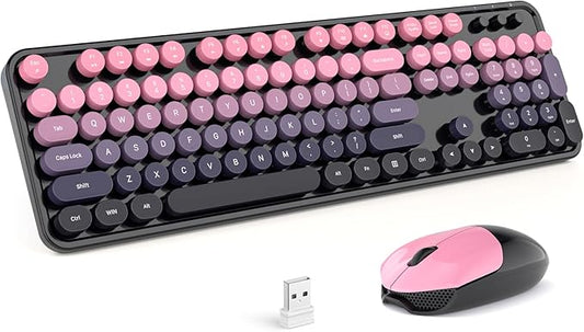 KNOWSQT Wireless Keyboard and Mouse Combo - Blackpink-Gradient Colorful 2.4G Typewriter Full-Size Cute Keyboards - USB Receiver Plug and Play, for Computer, PC, Laptop, Desktop, Windows