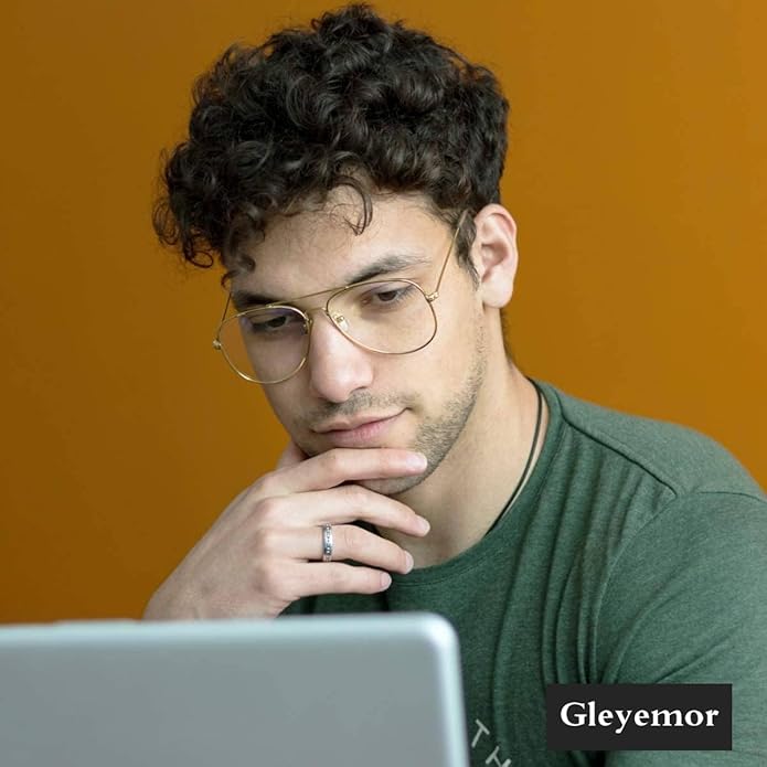 Gleyemor Blue Light Aviator Glasses for Women Men, Metal Frame Anti Blue Light Lens Computer Glasses