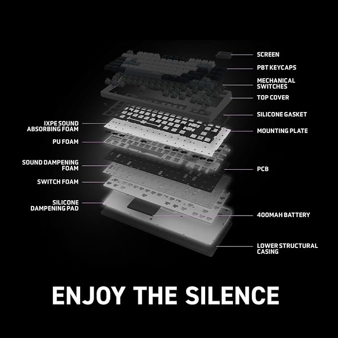 msi Forge GK600 TKL Wireless Sky - Mechanical Linear SWITCHES - Dye-Sublimated PBT Keycaps, Anti-Slip Base, RGB LED, USB 2.0, Bluetooth, 2.4 GHz - Tenkeyless