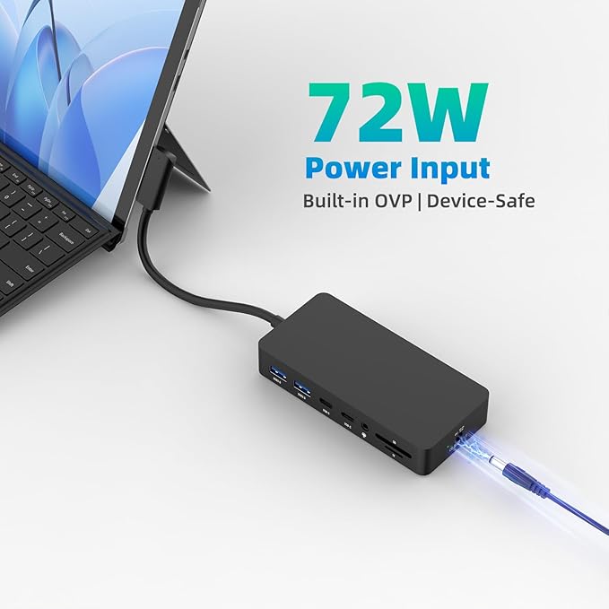 New Surface Docking Station, 12-in-1 Surface Dock 4K@60Hz Triple Display with HDMI, USB-C, DisplayPort for Surface Pro 11/10/9/8/X/7/6/5/4/3, Surface Laptop 7/6/5/4/3/2/1, Surface Book & Go