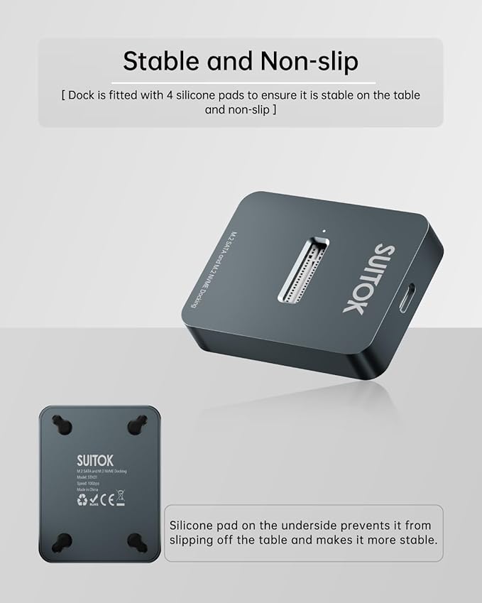 M.2 NVMe SSD Reader External, 10Gbps to USB Adapter for Both M.2 (M Key, B+M Key) NVMe and SATA NGFF SSD Dock, Size for M2 22110 2280 2260 2242 2230 Drive Docking Station - Aluminum Alloy