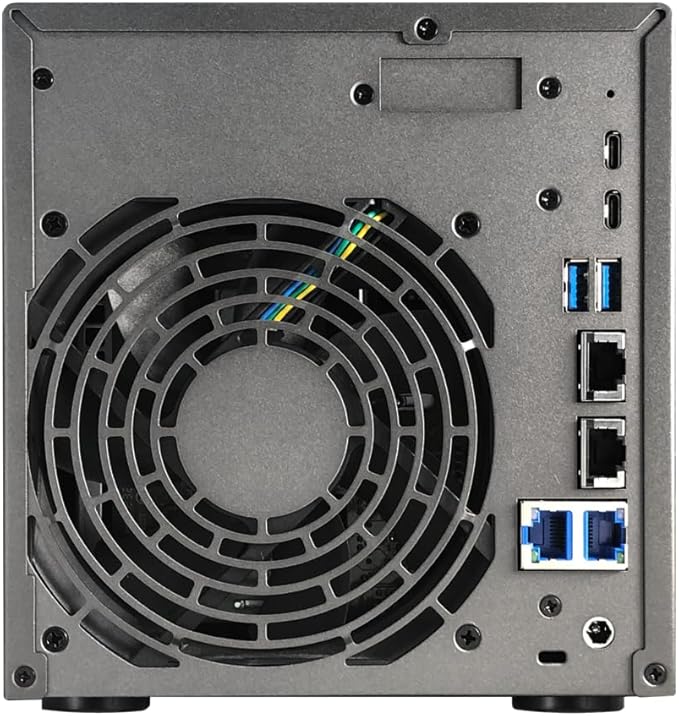 Asustor Lockerstor 4 Gen3 AS6804T, 4 Bay NAS, AMD Ryzen Quad-Core 2.3GHz, 16GB ECC DDR5, 4 M.2 NVMe Slots, Dual 5GbE & 10GbE Port, Network Attached Storage for Video & Content Creators (Diskless)