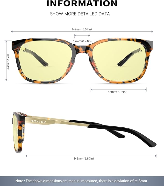 ANYLUV Blue Light Glasses for Men, Lightweight Computer Gaming Glasses, Stylish Anti Eyestrain Blue Light Blocking Men
