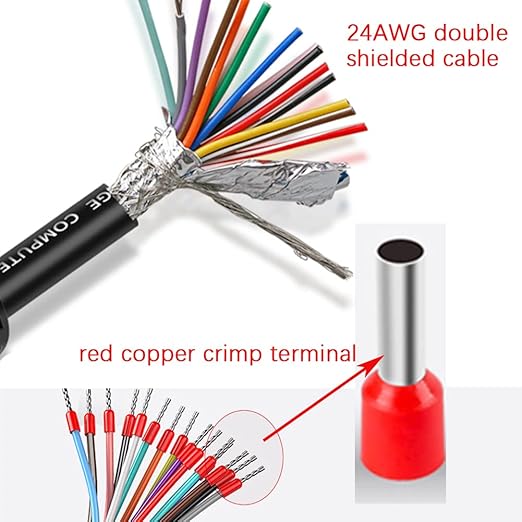DB15 Solderless Breakout Connector with 5Ft 24AWG Replacement Cable, Metal Shell RS232 D-SUB Serial to 15-Pin Port Terminal Male Adapter Connector Breakout Board