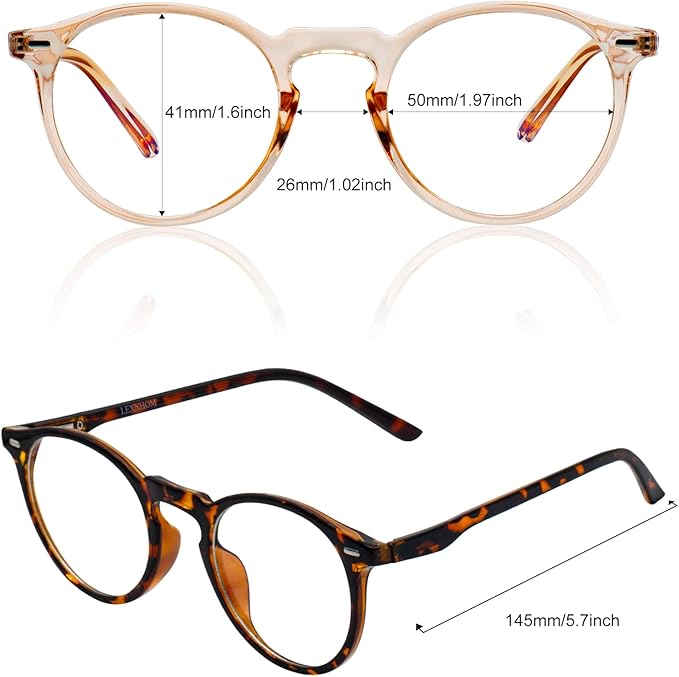 Blue Light Glasses for Woman, Blue Light Blocking Lightweight Round Eyeglasses for Computer TV Gaming Phone Screen,Eye Strain