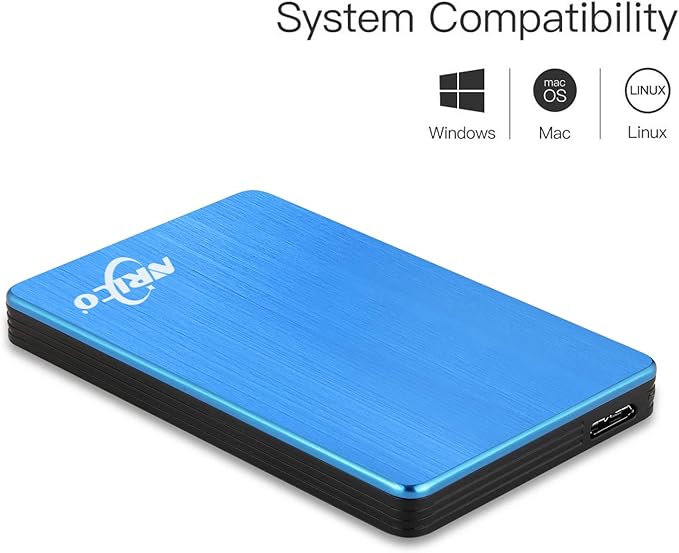 NRICO Portable External Hard Drive, USB 3.0, 2.5 Inch, Compatible with PC, Mac, Desktop (Blue, 320, GB)