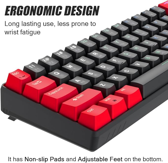 abucow 60% Mechanical Gaming Keyboard Black Switch Wired Compact Keyboard Anti-Ghosting No-Conflict 61 Swappable keycaps Ergonomic Design for Windows/Mac