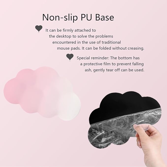 Pink Cloud Large Mouse Pad for Desk Cloud Keyboard Wrist Rest 4PCS Extended Cloud Desk Mat Pad Set Memory Foam Non-Slip Ergonomic Cute Gaming Mouse Pad Wrist Support for Computer Laptop Home Office