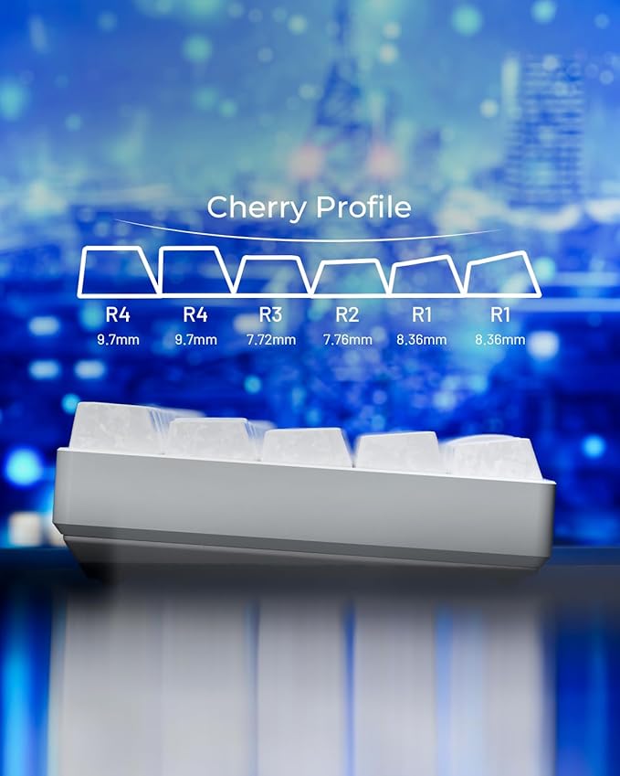 XVX White Shine Through Keycaps, Forged Carbon-Look Cherry Profile Keycap Set, 140-Key Keyboard Keycaps Fit for ANSI Layout MX Switches Mechanical Keyboard