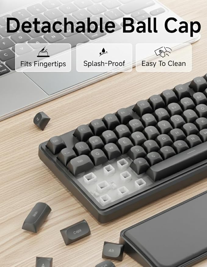 C98 Wired Keyboard and Mouse Combo, Wired Ergonomic Computer Keyboards with Wrist Palm, Double-Shot Keycaps, Silent RGB Backlight Quiet Keyboard for Windows/MAC/PC - Black