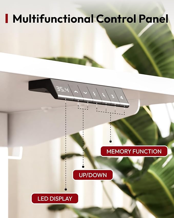 SANODESK Height Adjustable Electric Standing Desk 63x24 Inches, Sit Stand Desk with Splice Board for Home Office, Ergonomic Computer Workstation, Study & Gaming, White Frame/White Top
