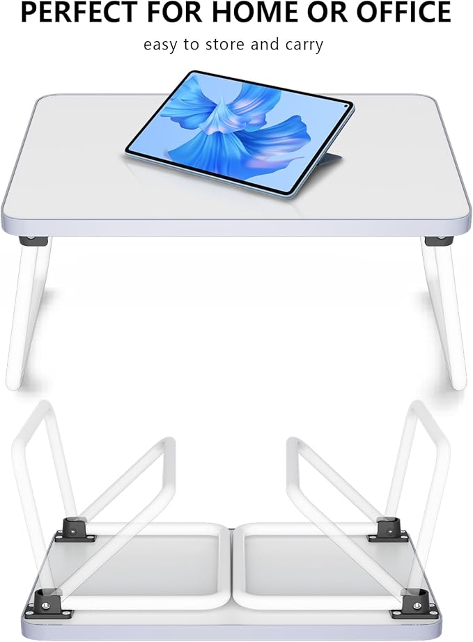 Lap Desks Laptop Tray for Bed or Couch,Portable Breakfast Serving Tray with Folding Legs,Foldable & Lightweight Mini Table, Laptop Stand for Working, Reading and Writing,White