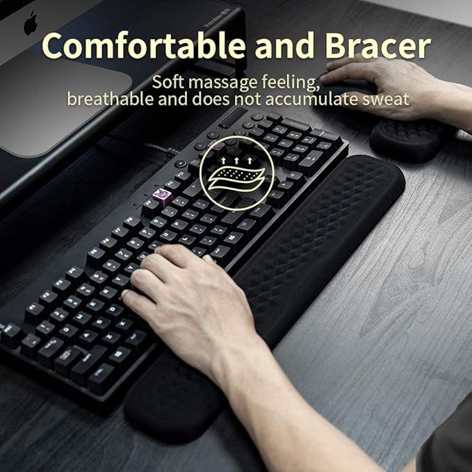 Vaydeer Keyboard Wrist Rest, Large Full Keyboard Support Pad, Memory Foam Hand Cushion for Desk, Ergonomic Computer Laptop Typing, Office Gaming Palm Arm Carpal Tunnel Pain Relief(17.32inch, Black)