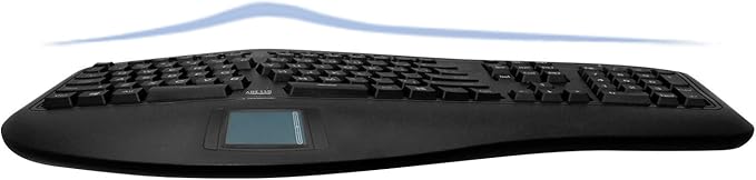 Adesso AKB-450UB - Ergonomic Keyboard with Built-in Touchpad & Palm Rest for Comfort, Wired USB, Multimedia Hotkeys, Split Keys Design - Compatible for PC
