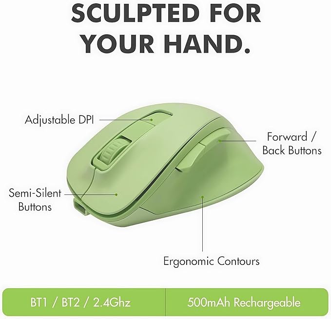 X9 Ergonomic Keyboard and Mouse Wireless Combo - Green Split Keyboard and Mouse Set, Bluetooth/2.4G, Soft Wrist Rest, Rechargeable, Silent Keys, Multi-Device for Laptop, PC, Mac, iOS, Android