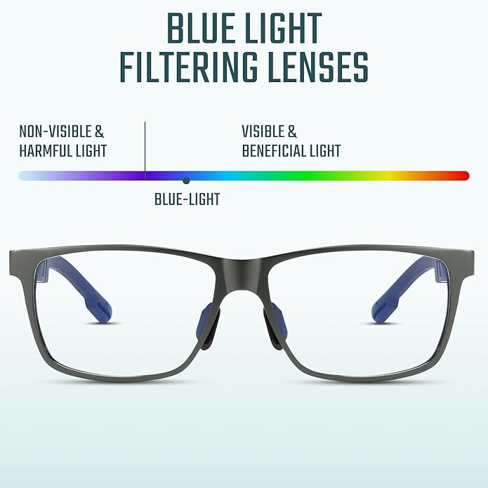IBOANN Blue Light Glasses for Men - Lightweight Al-Mg Metal, Gaming Computer Blocking Glasses, Eye Protection Anti Eyestrain