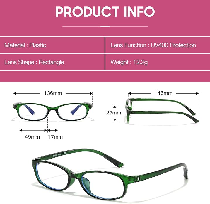 SODQW Office-Siren Blue Light Glasses for Women, Rectangle Frame, Y2K Small Eyewear, Anti Eyestrain Computer Glasses