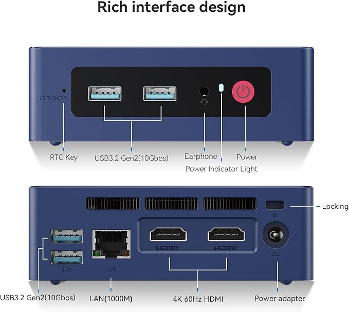 Beelink Mini PC, Mini S12 Intel 12th Gen 4-Core N95(up to 3.4GHz), Mini Computer 8GB DDR4 RAM 256GB SSD, Desktop PC Dual HDMI 4K UHD/Gigabit Ethernet/Dual WiFi5/BT4.2/HTPC/W11 Home