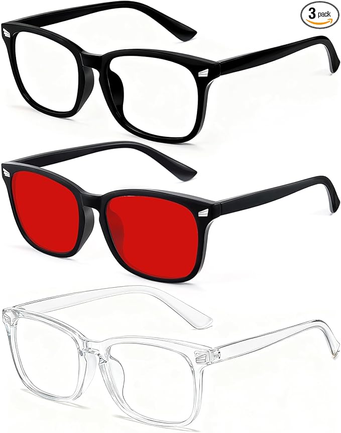 Red Lens Glasses Blue Light Glasses Men Women - 99.9% Blue Green Blocking for Computer, Gaming, TV, Phone Screens
