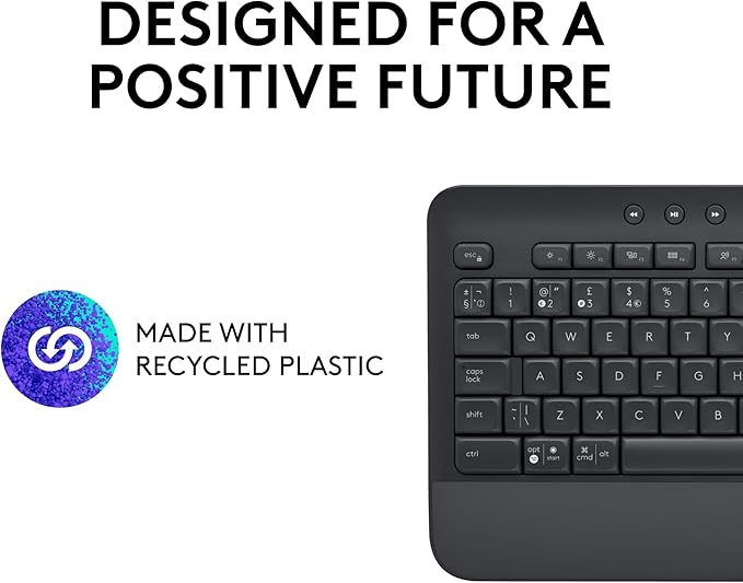 Logitech Signature K650 Comfort Full-Size Wireless Keyboard with Wrist Rest, BLE Bluetooth or Logi Bolt USB Receiver, Deep-Cushioned Keys, Numpad, Compatible with Most OS/PC/Window/Mac - Graphite