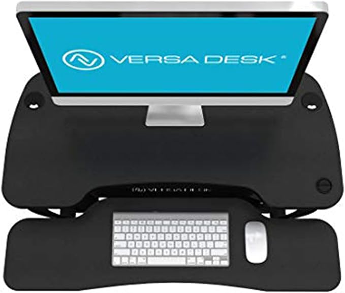 VERSADESK Electric Standing Desk Converter, 48 Inch PowerPro Height-Adjustable Sit Stand Desktop Riser, Keyboard Tray, USB Charging Port, 48" W X 24" D, Black
