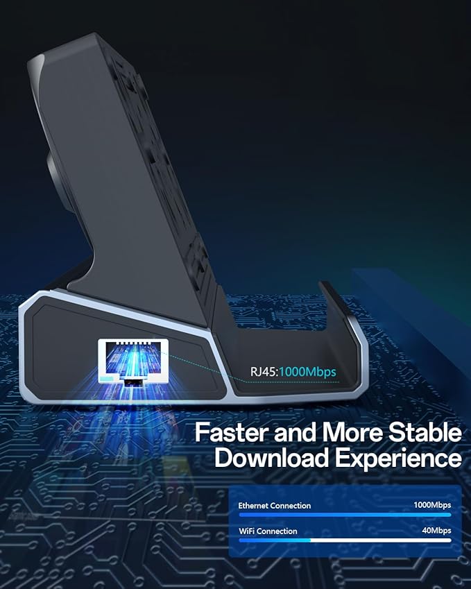 Dual Cooling Fans 12 in 1 Steam Deck Docking Station with 4K@60Hz 2.0,6 USB Ports,1000Mbps,USB-C 100W PD,40Gbps Adapter for Steam Deck/Rog Ally/Switch/Legion Go