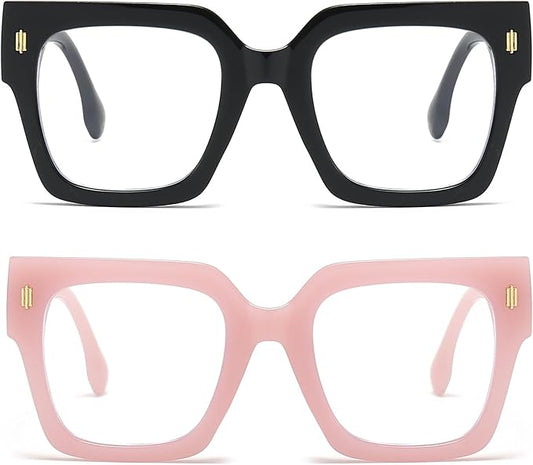 Fashion Oversized Blue Light Blocking Glasses for Women Men Trendy Big Square Frame Computer Eyeglasses