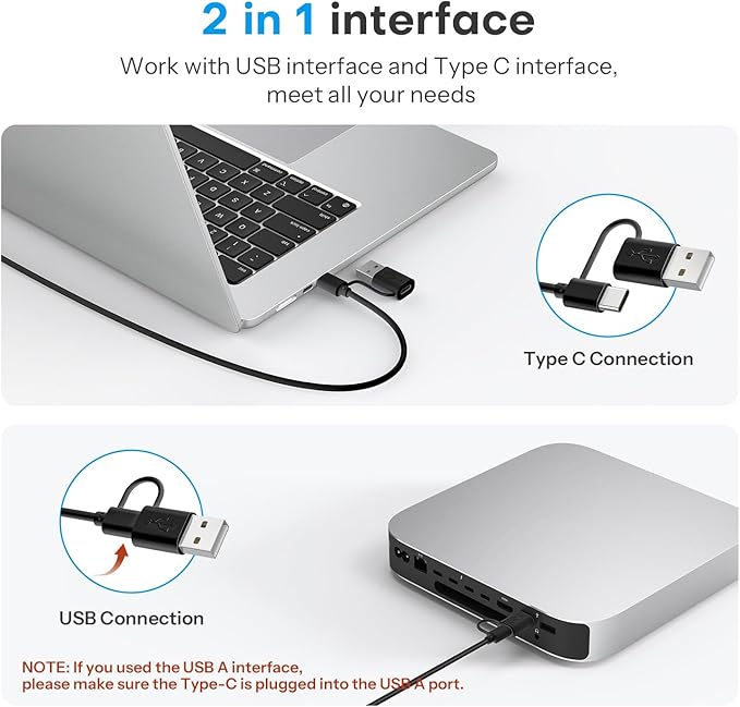 OMOTON Wired Keyboard for Mac Devices ONLY with Dual Interface, Comfortable Typing Angle & Stable Connection, Compatible with MacBook, iMac, Mac mini, PC-Graphite Black & Gray