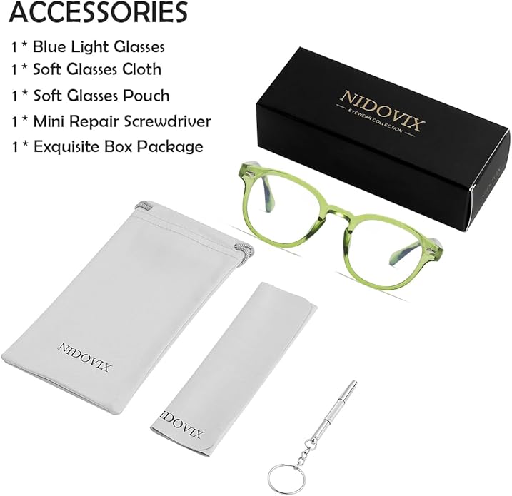 NIDOVIX Retro Round Blue Light Blocking Glasses for Men Women, Vintage Frame Non-prescription Computer Reading Eyeglasses