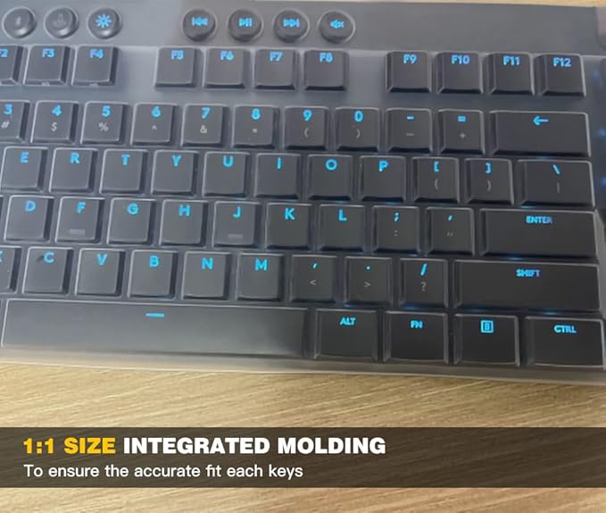 Keyboard Cover Skin for Logitech G815 G915 RGB Mechanical Gaming Keyboard, Logitech G815 Wired Keyboard Protector, Logitech G915 Wireless Keyboard Silicone Protective Skin, Clear