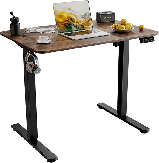 ERGOMAKER 35" Electric Standing Desk, Adjustable Height, Sit Stand Up Desk for Home Office & Computer Workstations, Memory Controller, Rustic Brown