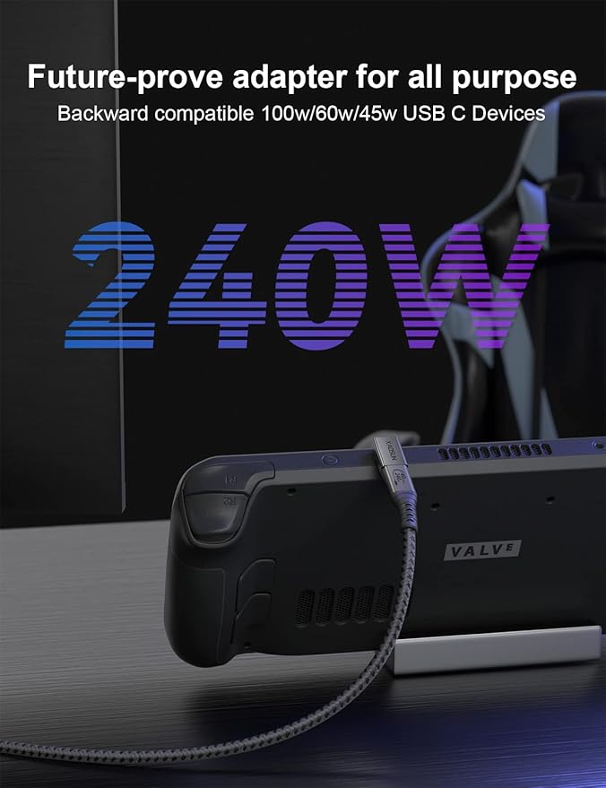 XAOSUN 90 Degree USB C to C Adapter Mixed Pack (240W 40Gbp 8K),Right Angle USB C Male to USB C Female Adapter, USB4 Type C Power Data Extender for rog Ally, steam Deck, Dock, iPhone 15 pro max Plus