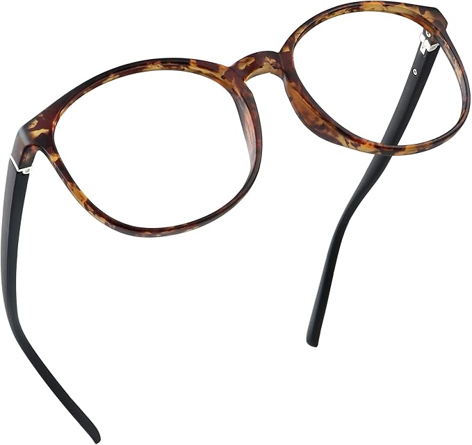 LifeArt Round Blue Light Blocking Glasses, Computer Glasses, Gaming Glasses, TV Glasses for Women Men (Tortoise, 2.50 Magnification)