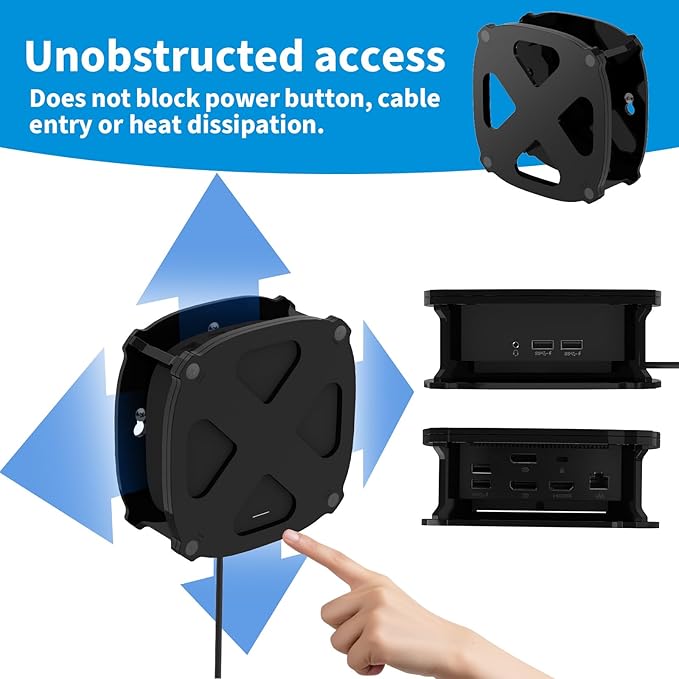 Wall and Under Desk Mount for HP USB-C Dock G5, Acrylic Docking Station Mounting Holder Compatible with HP USB-C Dock G5, for HP USB-C/A Universal Dock G2 (Black Holder Only)